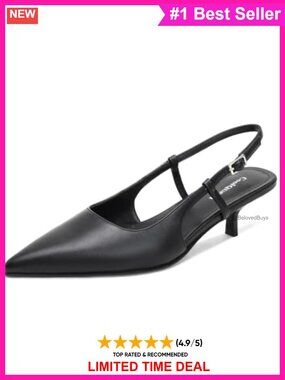 Kitten Heels Closed Toe Slingback Pumps Pointed Toe Dress Shoes